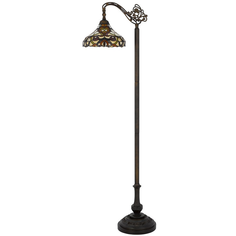 Cal Lighting Bellscroft 1 Lt 61.5" Floor Lamp, Black/Tiffany Glass
