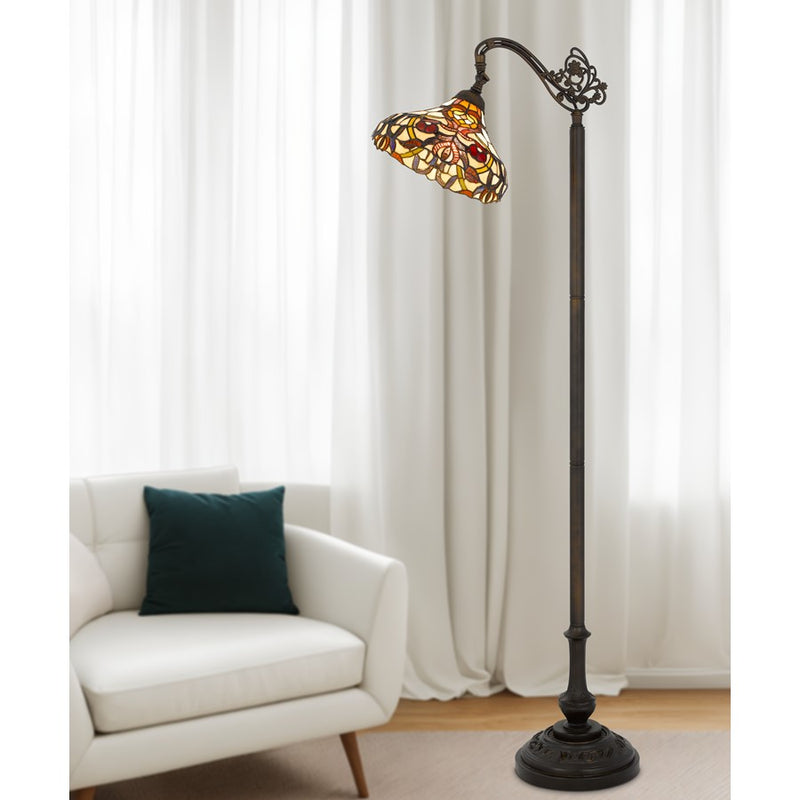 Cal Lighting Bellscroft 1 Lt 61.5" Floor Lamp, Black/Tiffany Glass
