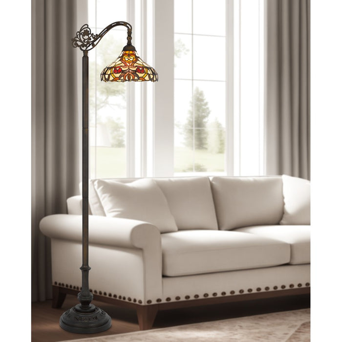 Cal Lighting Bellscroft 1 Lt 61.5" Floor Lamp, Black/Tiffany Glass