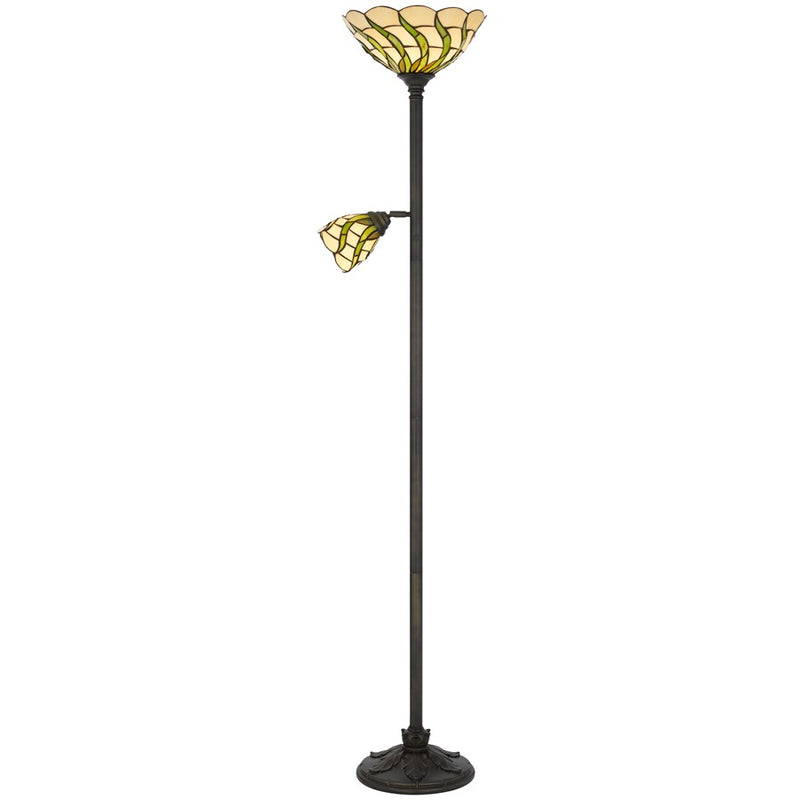 Cal Lighting Galgate 2 Light 71" Torchiere, Black/Tiffany Glass - BO-3244TR