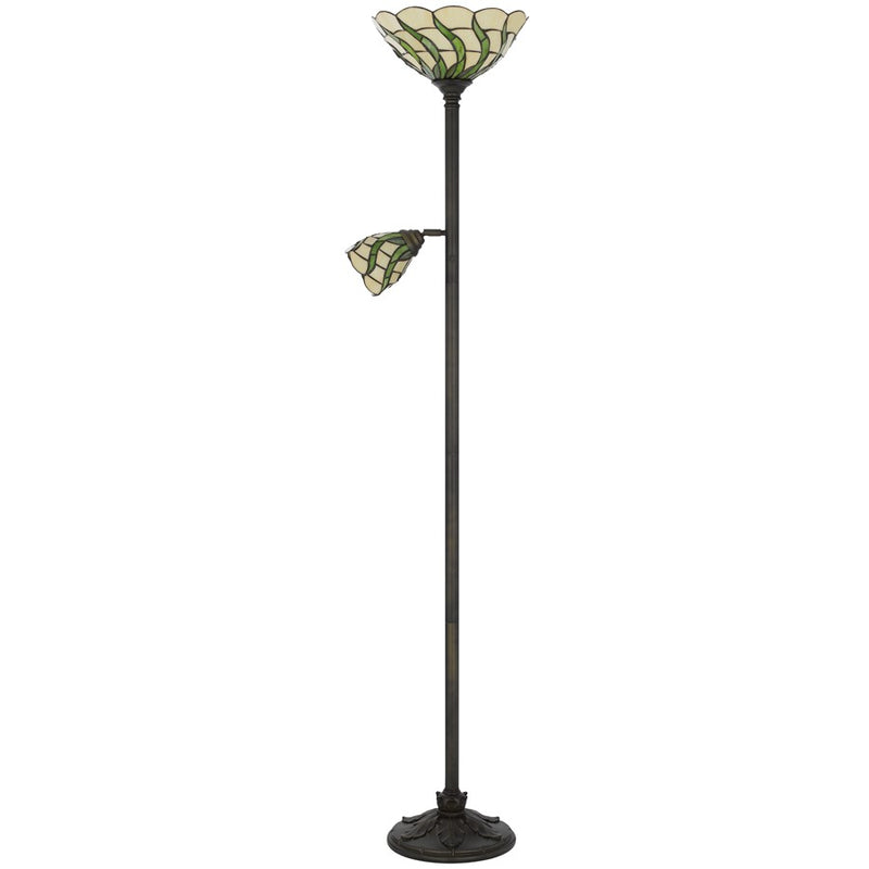 Cal Lighting Galgate 2 Light 71" Torchiere, Black/Tiffany Glass