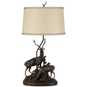 Cal Lighting Deer Pair 42in Resin Table Lamp | Rustic Antique Bronze and Bronze Paper Shade | Bedroom & Living Room | 21 x 42 in | Model BO-3263TB