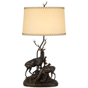 Cal Lighting Deer Pair 42in Resin Table Lamp | Rustic Antique Bronze and Bronze Paper Shade | Bedroom & Living Room | 21 x 42 in | Model BO-3263TB