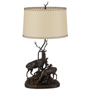 Cal Lighting Deer Pair 42in Resin Table Lamp | Rustic Antique Bronze and Bronze Paper Shade | Bedroom & Living Room | 21 x 42 in | Model BO-3263TB