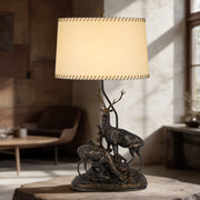 Cal Lighting Deer Pair 42in Resin Table Lamp | Rustic Antique Bronze and Bronze Paper Shade | Bedroom & Living Room | 21 x 42 in | Model BO-3263TB