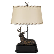Cal Lighting Deer 29in Resin Table Lamp | Rustic Antique Bronze and Bronze Paper Shade | Bedroom & Living Room | 18 x 29 in | Model BO-3264TB