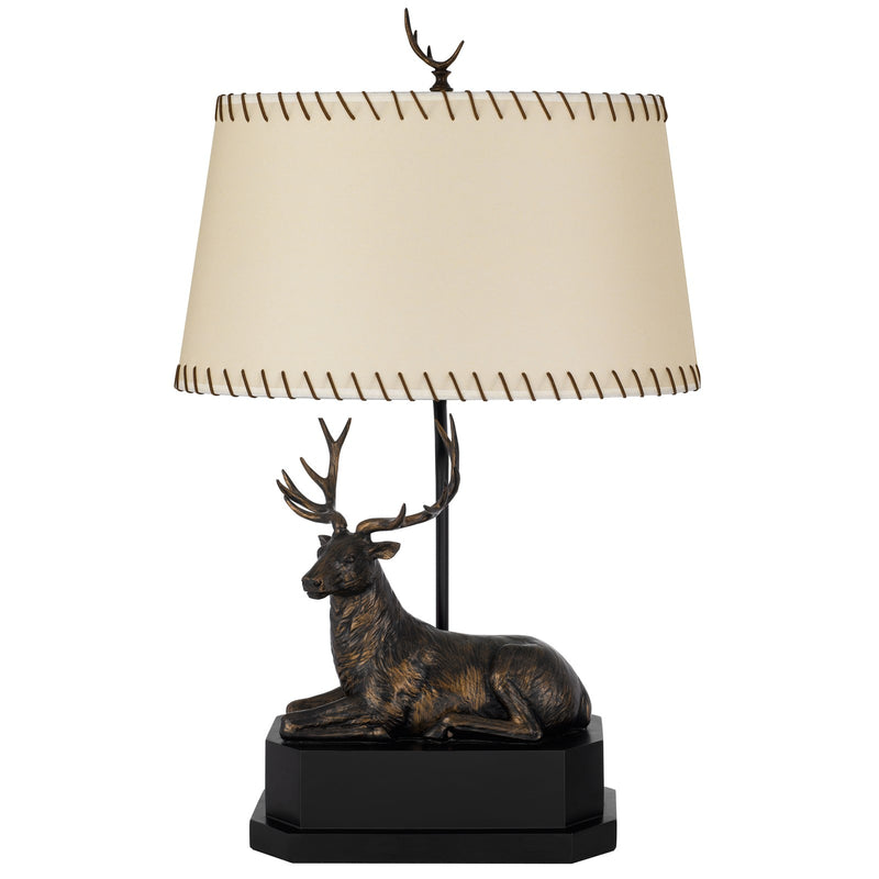 Cal Lighting Deer 29in Resin Table Lamp | Rustic Antique Bronze and Bronze Paper Shade | Bedroom & Living Room | 18 x 29 in | Model BO-3264TB