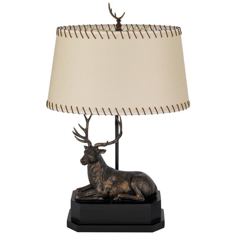 Cal Lighting Deer 29in Resin Table Lamp | Rustic Antique Bronze and Bronze Paper Shade | Bedroom & Living Room | 18 x 29 in | Model BO-3264TB