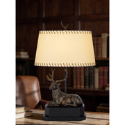 Cal Lighting Deer 29in Resin Table Lamp | Rustic Antique Bronze and Bronze Paper Shade | Bedroom & Living Room | 18 x 29 in | Model BO-3264TB