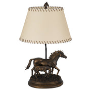 Cal Lighting Mare and Foal 27in Resin Table Lamp | Rustic Antique Bronze and Bronze Paper Shade | Bedroom & Living Room | Model BO-3265TB