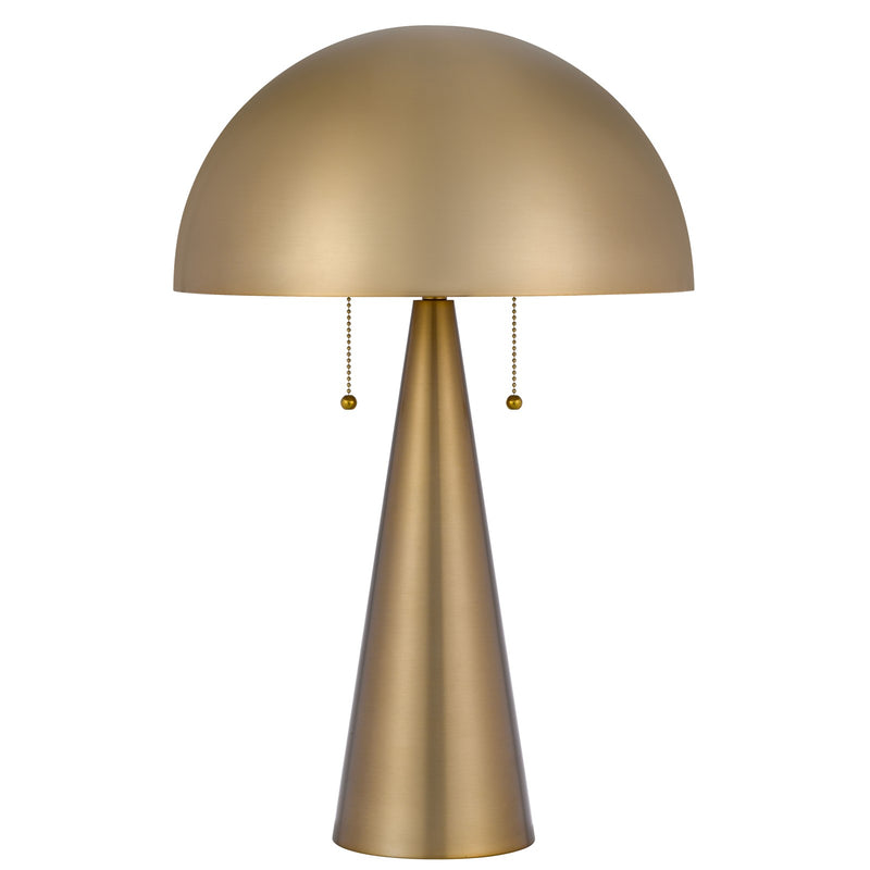 Cal Lighting Kinoko 23.5in Metal Table Lamp | Mid-Century Antique Brass and Brass Metal Shade | Bedroom & Living Room | 15 x 23.5 in | Model BO-3266TB