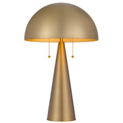 Cal Lighting Kinoko 23.5in Metal Table Lamp | Mid-Century Antique Brass and Brass Metal Shade | Bedroom & Living Room | 15 x 23.5 in | Model BO-3266TB