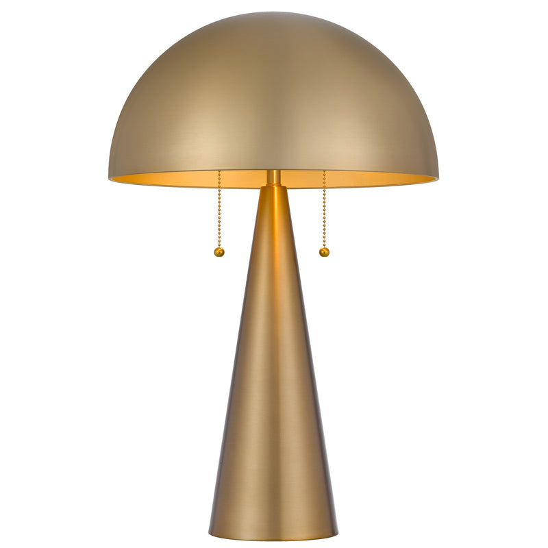 Cal Lighting Kinoko 23.5in Metal Table Lamp | Mid-Century Antique Brass and Brass Metal Shade | Bedroom & Living Room | 15 x 23.5 in | Model BO-3266TB