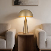 Cal Lighting Kinoko 23.5in Metal Table Lamp | Mid-Century Antique Brass and Brass Metal Shade | Bedroom & Living Room | 15 x 23.5 in | Model BO-3266TB