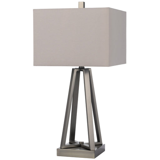 Cal Lighting Kroes 14in 1-Light Table Lamp | Modern Brushed Steel and Brushed Steel Fabric Shade | Bedroom & Living Room | Model BO-3267TB