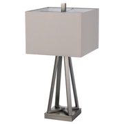 Cal Lighting Kroes 14in 1-Light Table Lamp | Modern Brushed Steel and Brushed Steel Fabric Shade | Bedroom & Living Room | Model BO-3267TB