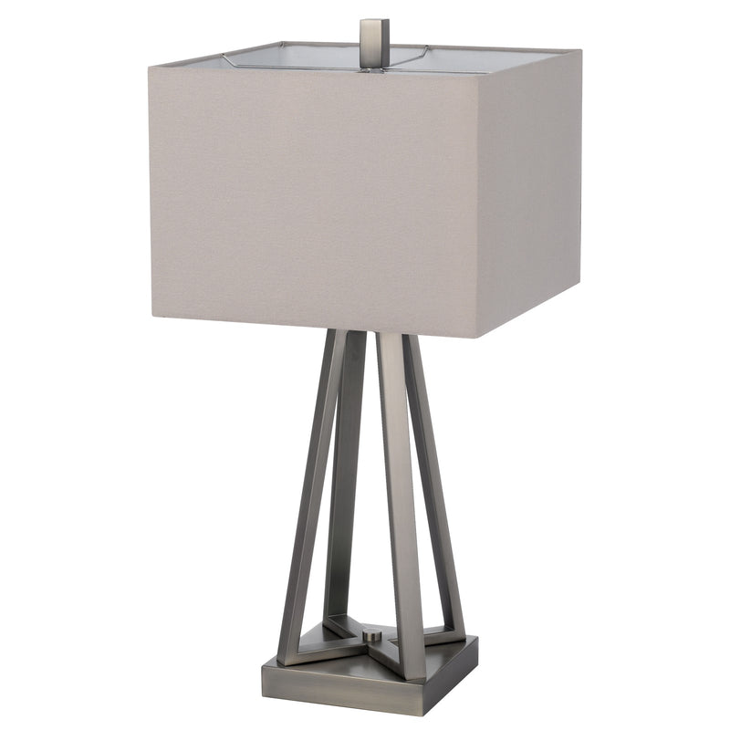 Cal Lighting Kroes 14in 1-Light Table Lamp | Modern Brushed Steel and Brushed Steel Fabric Shade | Bedroom & Living Room | Model BO-3267TB