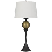Cal Lighting Manen 16in 1-Light Table Lamp | Contemporary Dark Bronze and White Fabric Shade | Bedroom & Living Room | Model BO-3268TB
