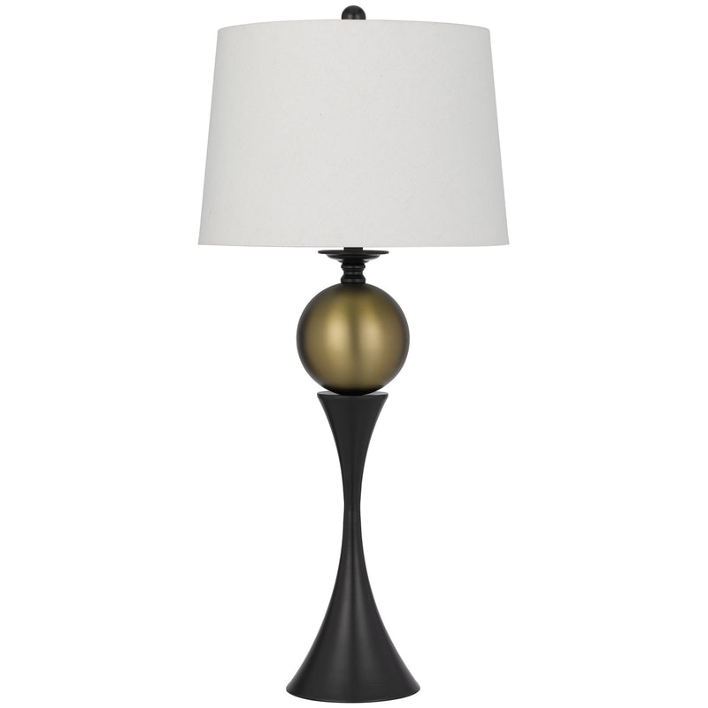 Cal Lighting Manen 16in 1-Light Table Lamp | Contemporary Dark Bronze and White Fabric Shade | Bedroom & Living Room | Model BO-3268TB