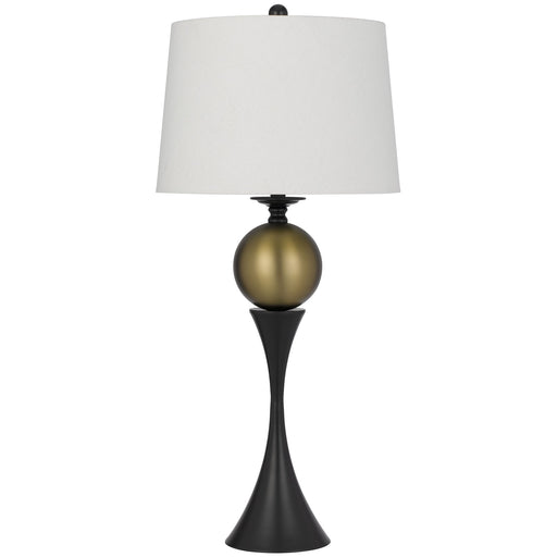 Cal Lighting Manen 16in 1-Light Table Lamp | Contemporary Dark Bronze and White Fabric Shade | Bedroom & Living Room | Model BO-3268TB