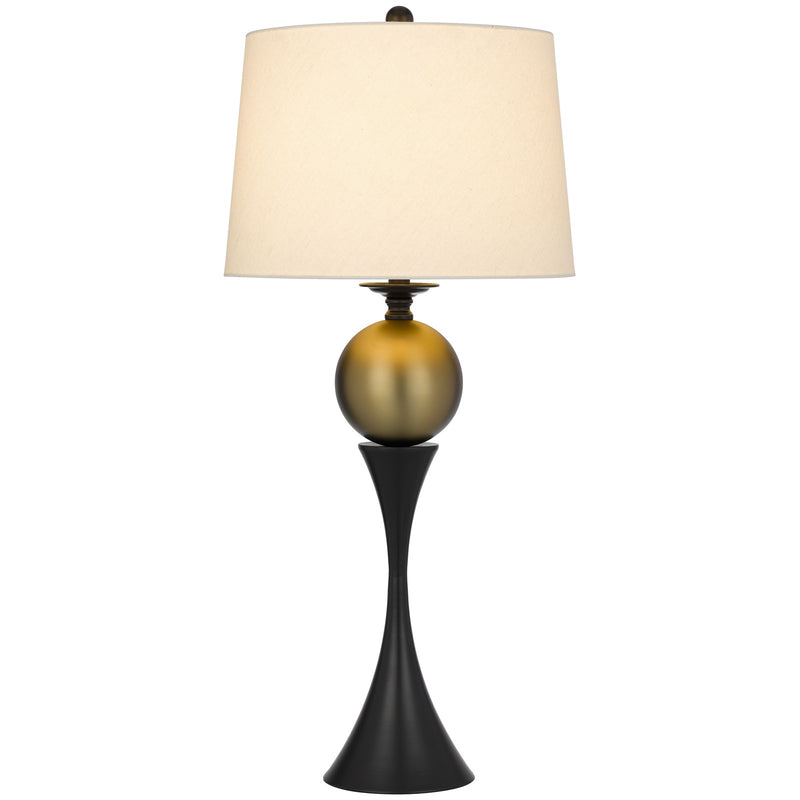 Cal Lighting Manen 16in 1-Light Table Lamp | Contemporary Dark Bronze and White Fabric Shade | Bedroom & Living Room | Model BO-3268TB