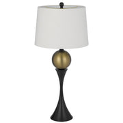 Cal Lighting Manen 16in 1-Light Table Lamp | Contemporary Dark Bronze and White Fabric Shade | Bedroom & Living Room | Model BO-3268TB