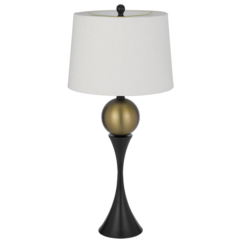 Cal Lighting Manen 16in 1-Light Table Lamp | Contemporary Dark Bronze and White Fabric Shade | Bedroom & Living Room | Model BO-3268TB