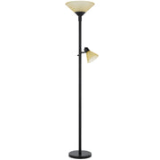 Cal Lighting Brayton 11in 2-Light Torchiere Lamp | Transitional Black and Black Glass Shade | Bedroom & Living Room | Model BO-3269TR-BK