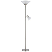 Cal Lighting Brayton 11in 2-Light Torchiere Lamp | Transitional Brushed Steel and Brushed Steel Glass Shade | Bedroom & Living | Model BO-3269TR-BS