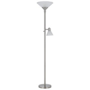 Cal Lighting Brayton 11in 2-Light Torchiere Lamp | Transitional Brushed Steel and Brushed Steel Glass Shade | Bedroom & Living | Model BO-3269TR-BS