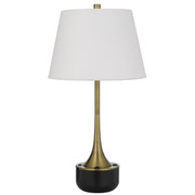 Cal Lighting Dacres 14in Table Lamp | Contemporary Dark Bronze Metal and Dark Bronze Linen Shade | Bedroom & Living Room | Model BO-3273TB
