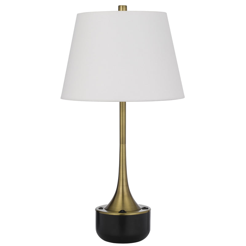 Cal Lighting Dacres 14in Table Lamp | Contemporary Dark Bronze Metal and Dark Bronze Linen Shade | Bedroom & Living Room | Model BO-3273TB