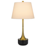 Cal Lighting Dacres 14in Table Lamp | Contemporary Dark Bronze Metal and Dark Bronze Linen Shade | Bedroom & Living Room | Model BO-3273TB