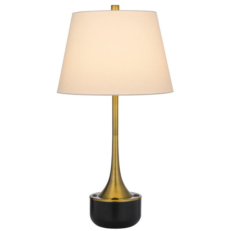 Cal Lighting Dacres 14in Table Lamp | Contemporary Dark Bronze Metal and Dark Bronze Linen Shade | Bedroom & Living Room | Model BO-3273TB