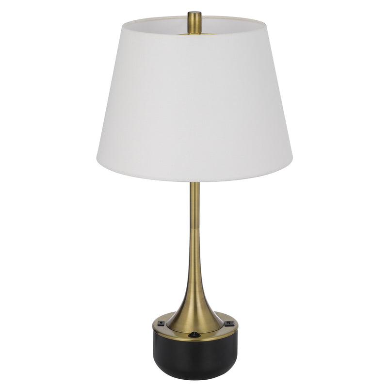 Cal Lighting Dacres 14in Table Lamp | Contemporary Dark Bronze Metal and Dark Bronze Linen Shade | Bedroom & Living Room | Model BO-3273TB