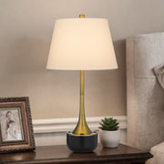Cal Lighting Dacres 14in Table Lamp | Contemporary Dark Bronze Metal and Dark Bronze Linen Shade | Bedroom & Living Room | Model BO-3273TB