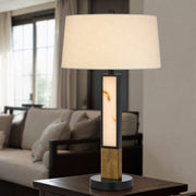Cal Lighting Jessore 16in Table Lamp | Transitional Dark Bronze Metal and Dark Bronze Linen Shade | Bedroom & Living Room | Model BO-3274TB