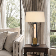 Cal Lighting Jessore 16in Table Lamp | Transitional Dark Bronze Metal and Dark Bronze Linen Shade | Bedroom & Living Room | Model BO-3274TB