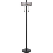 Cal Lighting Mirza 57in Floor Lamp | Contemporary Dark Bronze Metal and Smoky Glass Shade | Bedroom & Living Room | Model BO-3275FL