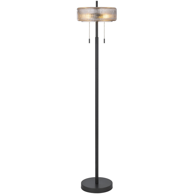 Cal Lighting Mirza 57in Floor Lamp | Contemporary Dark Bronze Metal and Smoky Glass Shade | Bedroom & Living Room | Model BO-3275FL