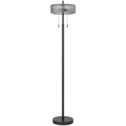 Cal Lighting Mirza 57in Floor Lamp | Contemporary Dark Bronze Metal and Smoky Glass Shade | Bedroom & Living Room | Model BO-3275FL