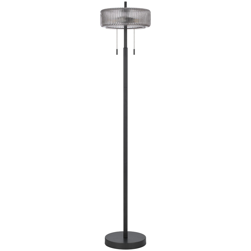 Cal Lighting Mirza 57in Floor Lamp | Contemporary Dark Bronze Metal and Smoky Glass Shade | Bedroom & Living Room | Model BO-3275FL