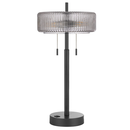 Cal Lighting Mirza 11.75in Table Lamp | Contemporary Dark Bronze Metal and Smoky Glass Shade | Bedroom & Living Room | Model BO-3275TB