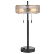Cal Lighting Mirza 11.75in Table Lamp | Contemporary Dark Bronze Metal and Smoky Glass Shade | Bedroom & Living Room | Model BO-3275TB