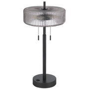 Cal Lighting Mirza 11.75in Table Lamp | Contemporary Dark Bronze Metal and Smoky Glass Shade | Bedroom & Living Room | Model BO-3275TB