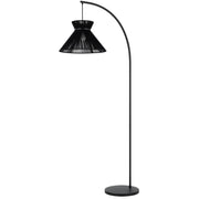 Cal Lighting Kahoa 72in Arc Floor Lamp | Tropical Black Metal and String Shade | Living Room & Bedroom | 16.9 x 13.75 x 72 in | Model EC-1021FL