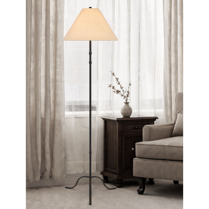 Cal Lighting Segovia 61in Floor Lamp | Transitional Black Metal and Fabric Shade | Living Room & Bedroom | 20 x 20 x 61 in | Model EC-1022FL