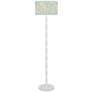 Cal Lighting Berwick 60in Floor Lamp | Contemporary White Wood and Seafoam Green Leaf Shade | Living Room & Bedroom | Model EC-1023FL