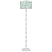 Cal Lighting Berwick 60in Floor Lamp | Contemporary White Wood and Seafoam Green Leaf Shade | Living Room & Bedroom | Model EC-1023FL
