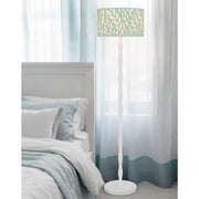 Cal Lighting Berwick 60in Floor Lamp | Contemporary White Wood and Seafoam Green Leaf Shade | Living Room & Bedroom | Model EC-1023FL